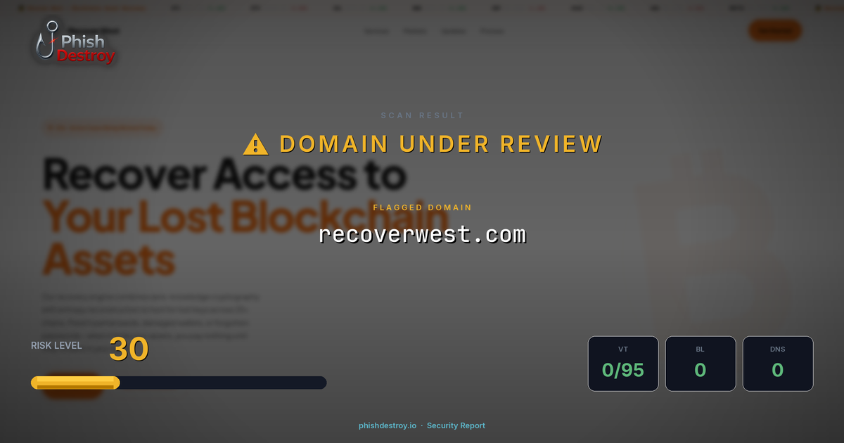 recoverwest.com phishing report — threat analysis by PhishDestroy