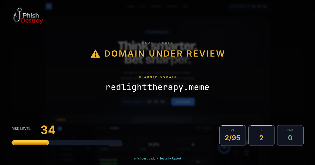 redlighttherapy.meme phishing report — threat analysis by PhishDestroy