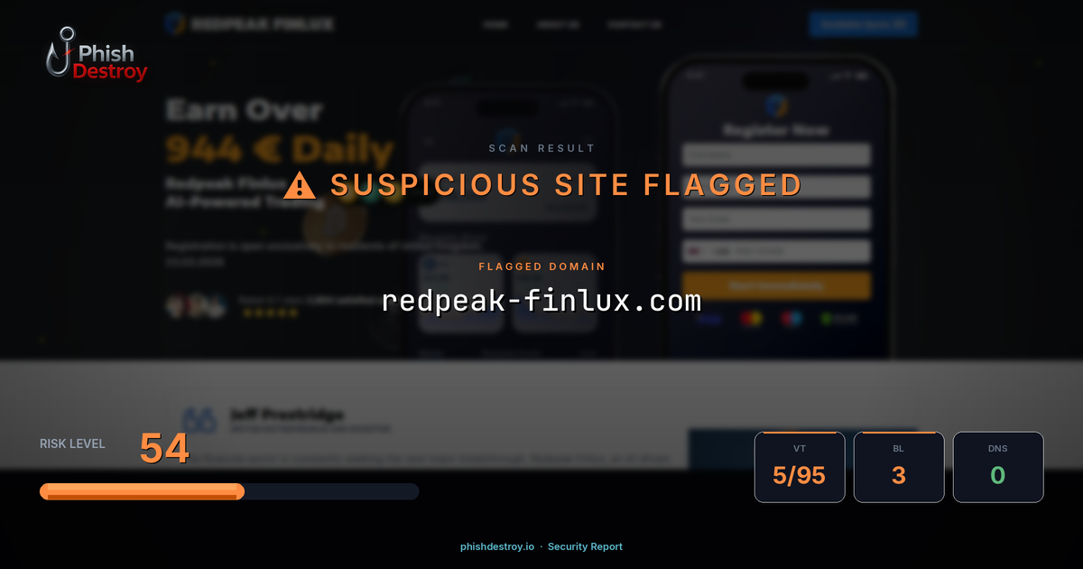 redpeak-finlux.com phishing report — threat analysis by PhishDestroy