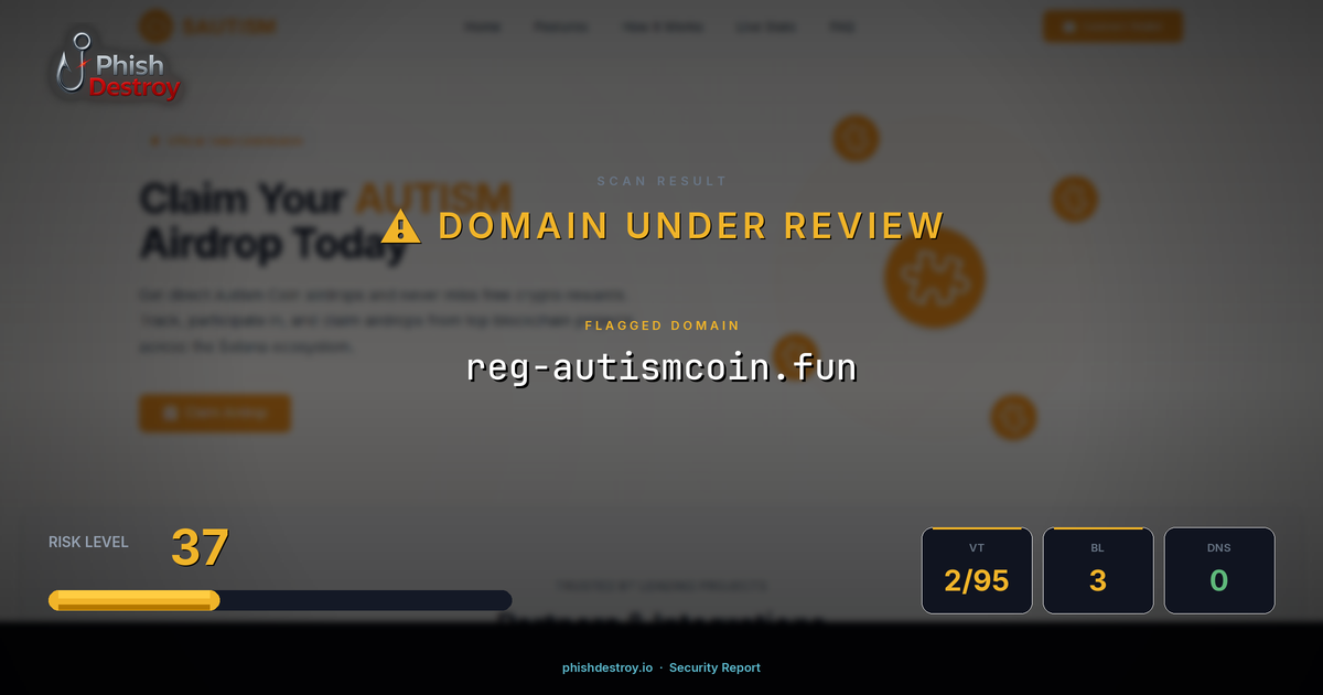 reg-autismcoin.fun phishing report — threat analysis by PhishDestroy