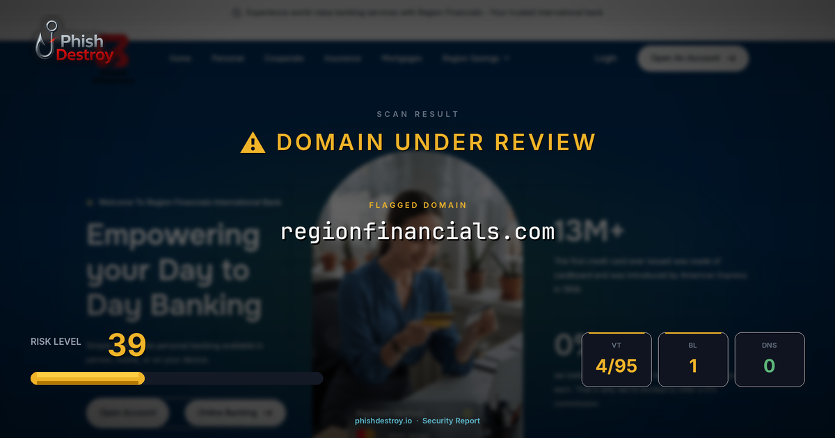 regionfinancials.com phishing report — threat analysis by PhishDestroy