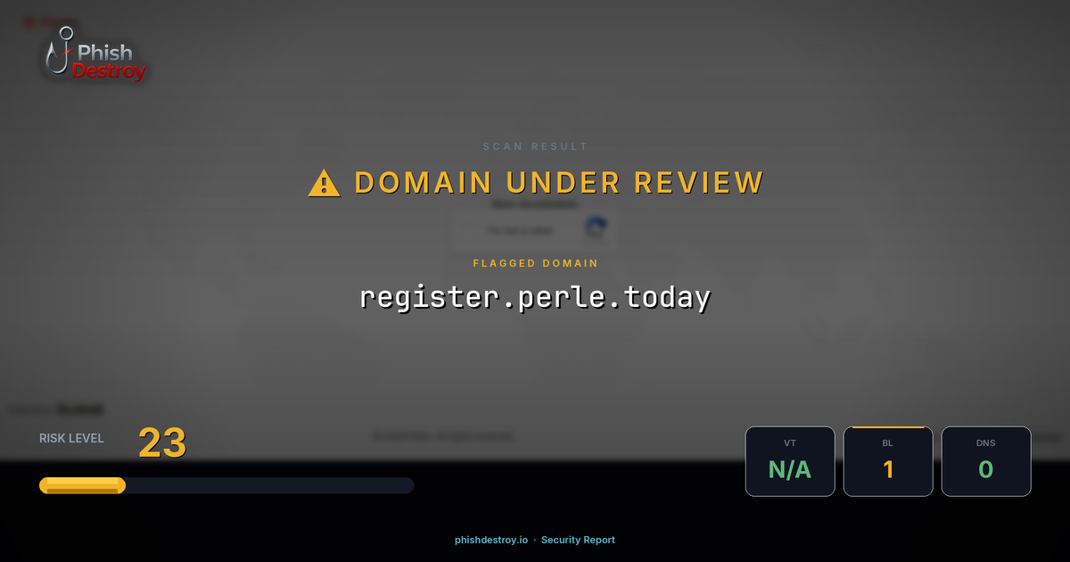 register.perle.today phishing report — threat analysis by PhishDestroy
