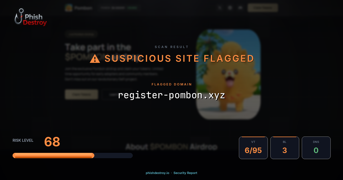 register-pombon.xyz phishing report — threat analysis by PhishDestroy