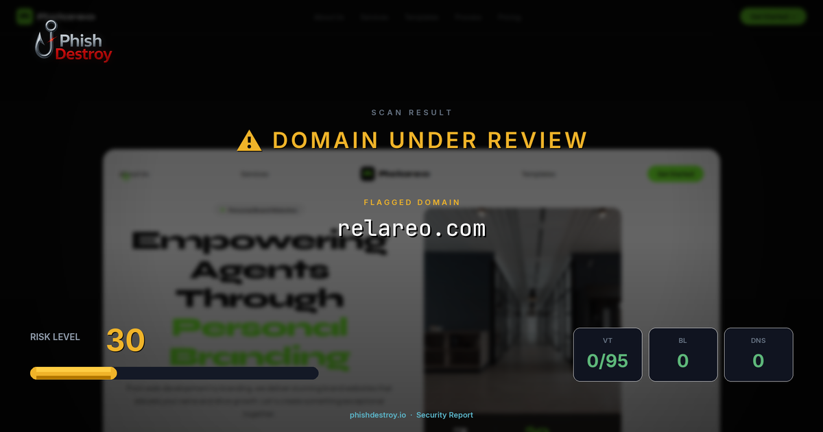 relareo.com phishing report — threat analysis by PhishDestroy