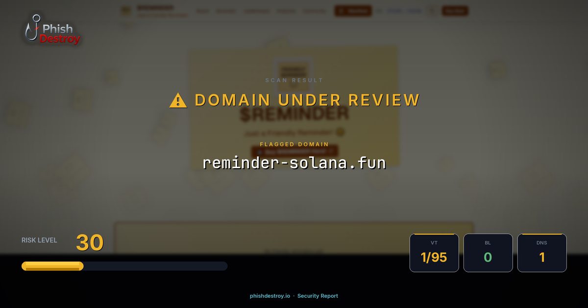 reminder-solana.fun phishing report — threat analysis by PhishDestroy