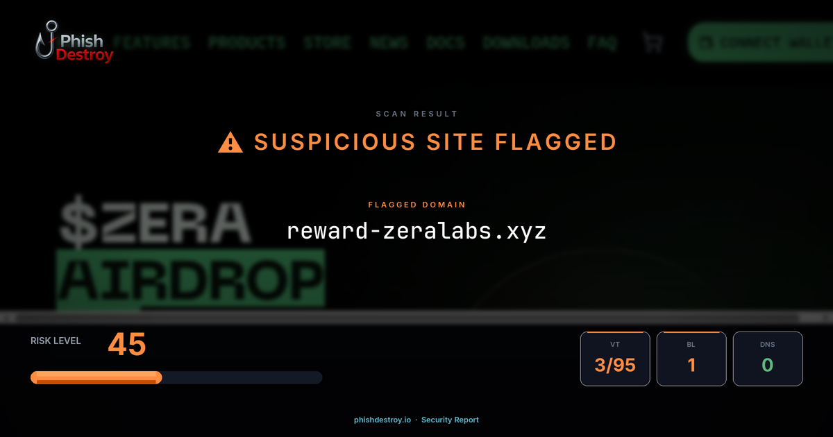 reward-zeralabs.xyz phishing report — threat analysis by PhishDestroy