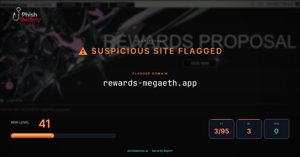 rewards-megaeth.app phishing report — threat analysis by PhishDestroy