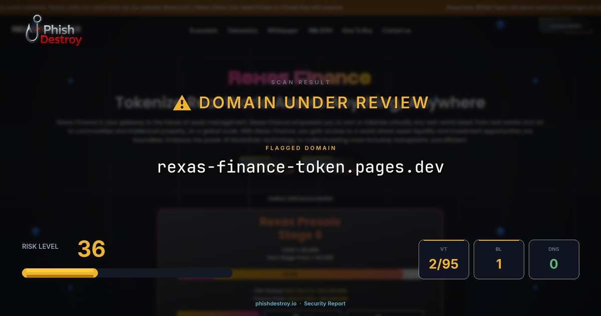rexas-finance-token.pages.dev phishing report — threat analysis by PhishDestroy