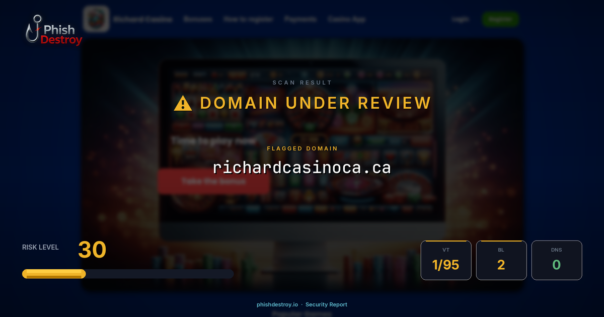 richardcasinoca.ca phishing report — threat analysis by PhishDestroy