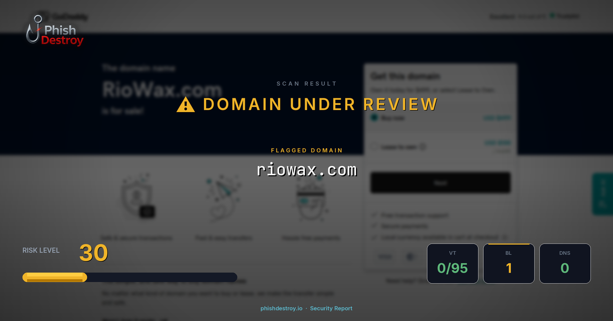 riowax.com phishing report — threat analysis by PhishDestroy