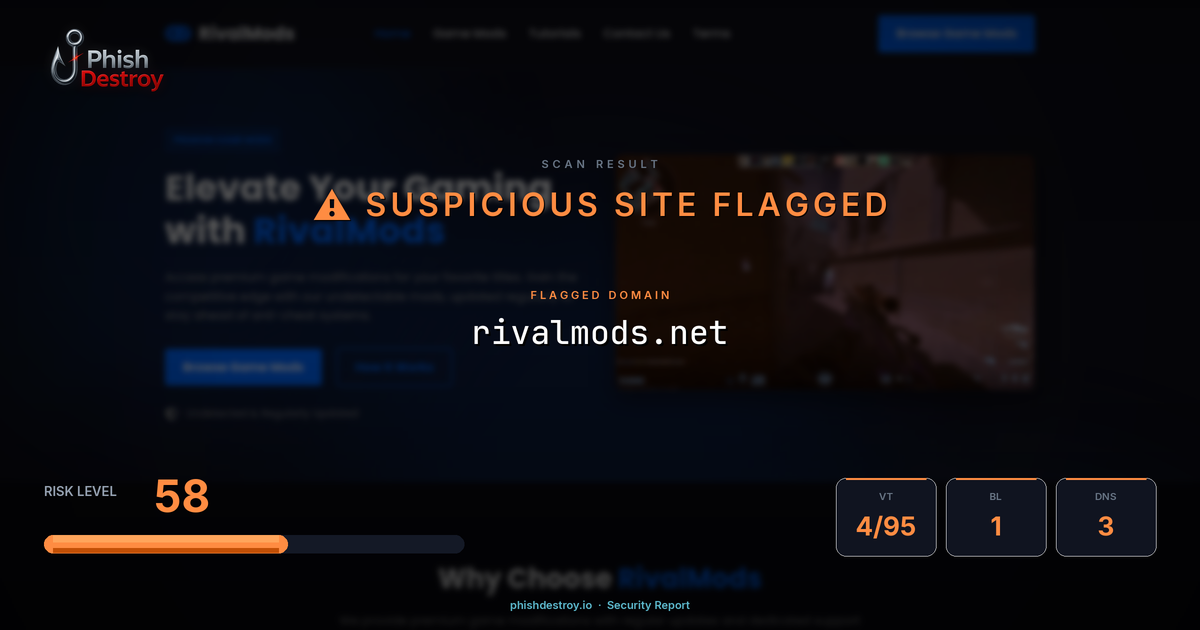 rivalmods.net phishing report — threat analysis by PhishDestroy