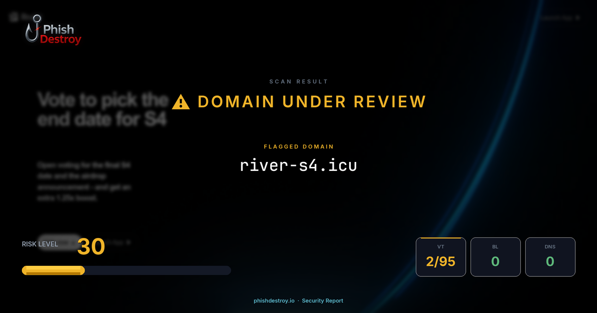 river-s4.icu phishing report — threat analysis by PhishDestroy