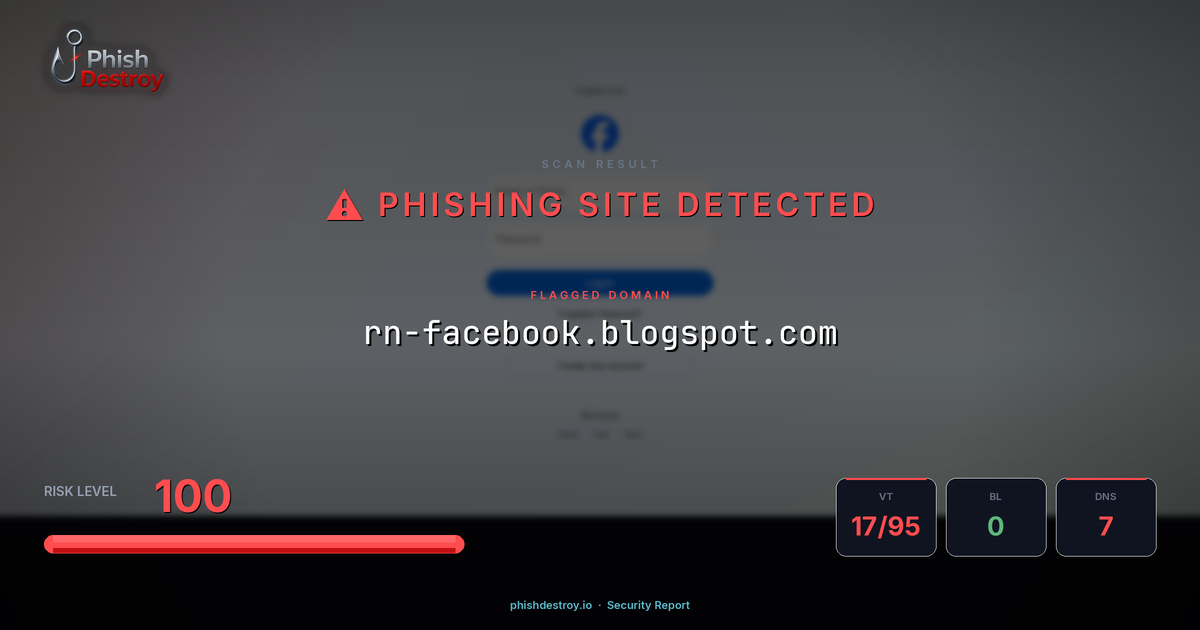 rn-facebook.blogspot.com phishing report — threat analysis by PhishDestroy