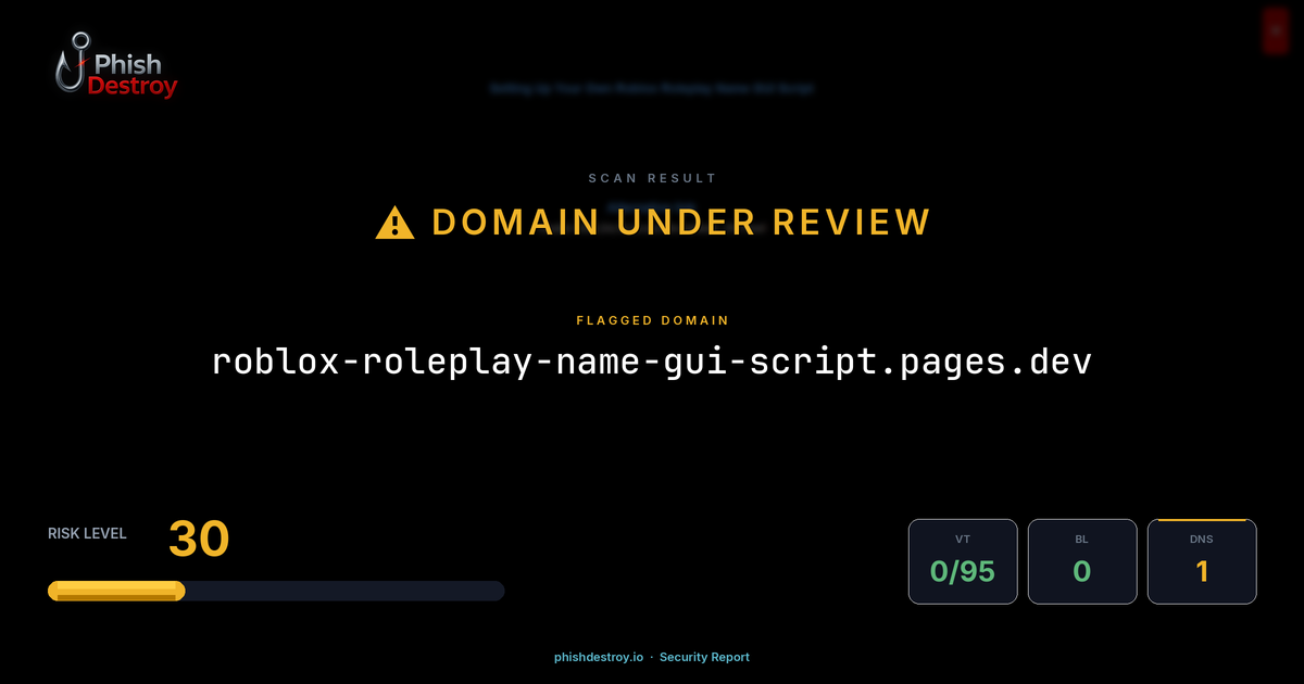 roblox-roleplay-name-gui-script.pages.dev phishing report — threat analysis by PhishDestroy