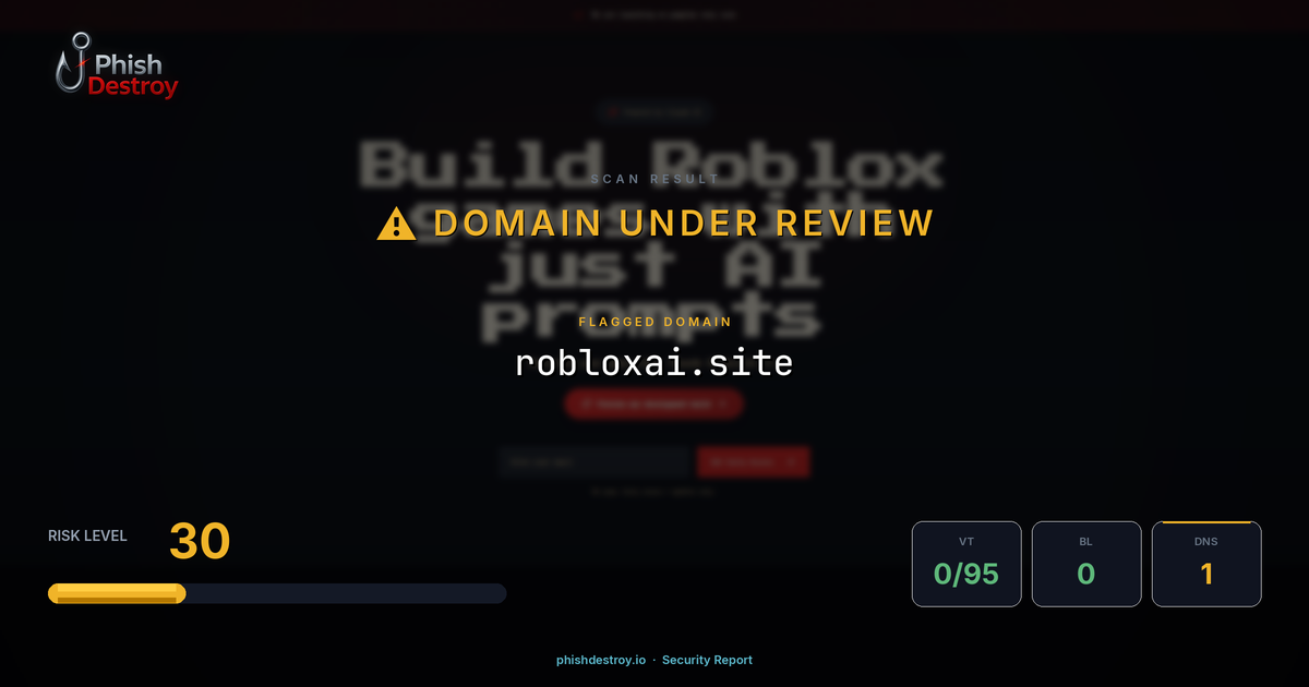 robloxai.site phishing report — threat analysis by PhishDestroy