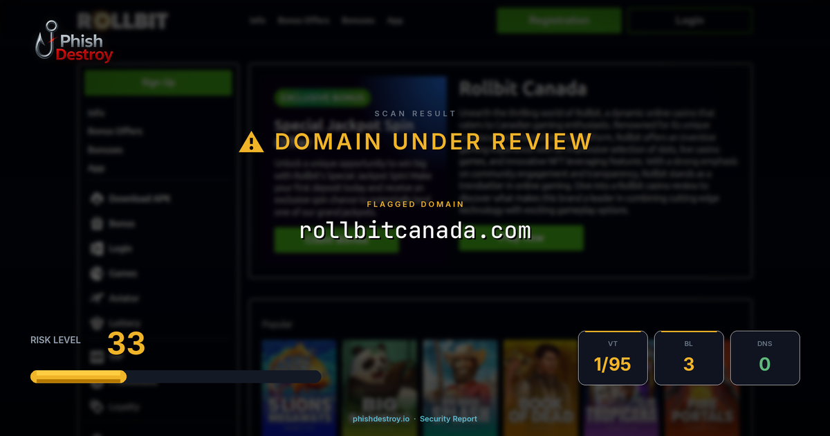 rollbitcanada.com phishing report — threat analysis by PhishDestroy