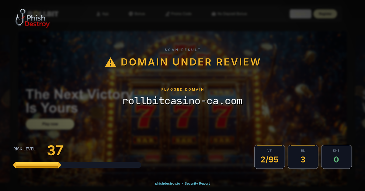 rollbitcasino-ca.com phishing report — threat analysis by PhishDestroy