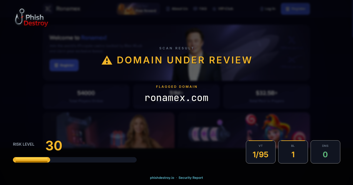 ronamex.com phishing report — threat analysis by PhishDestroy