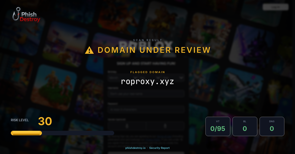 roproxy.xyz phishing report — threat analysis by PhishDestroy