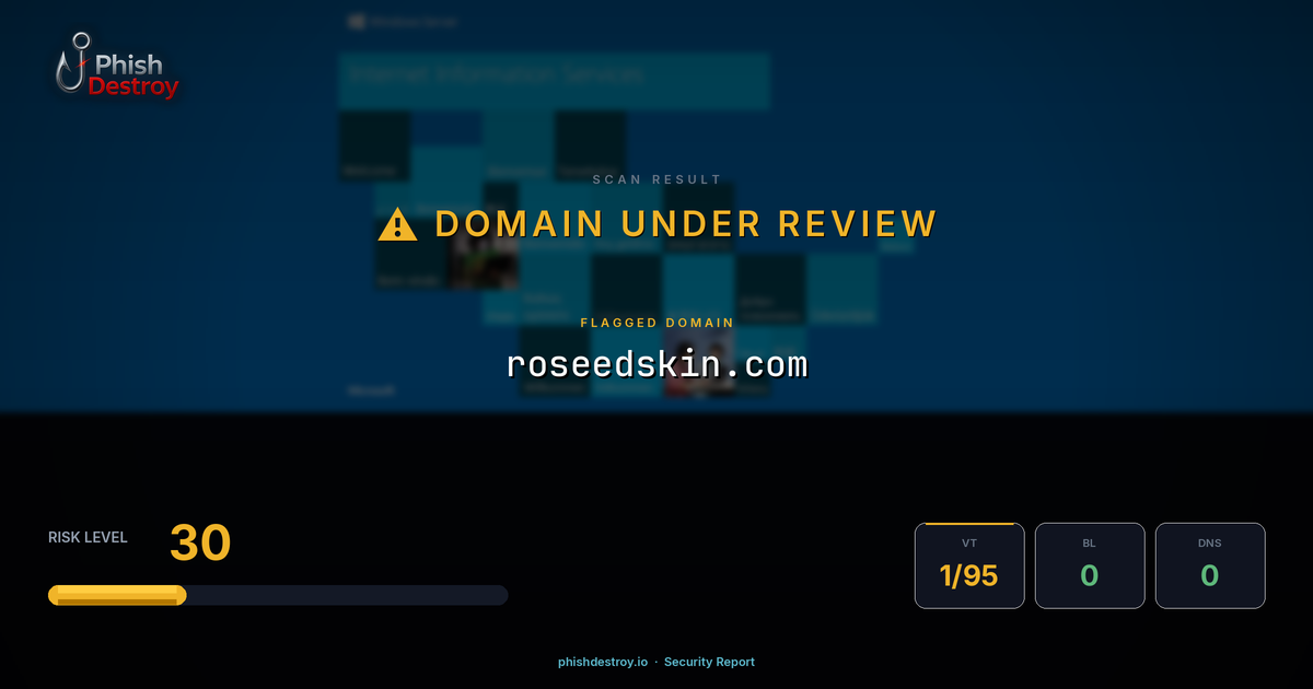 roseedskin.com phishing report — threat analysis by PhishDestroy