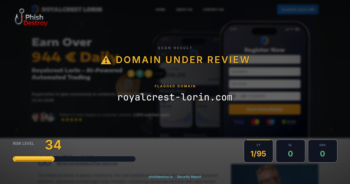 royalcrest-lorin.com phishing report — threat analysis by PhishDestroy