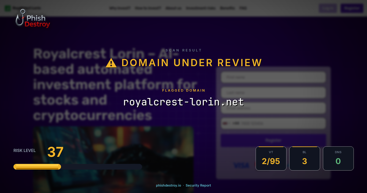 royalcrest-lorin.net phishing report — threat analysis by PhishDestroy