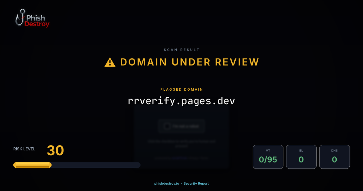 rrverify.pages.dev phishing report — threat analysis by PhishDestroy