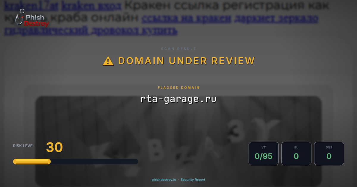 rta-garage.ru phishing report — threat analysis by PhishDestroy