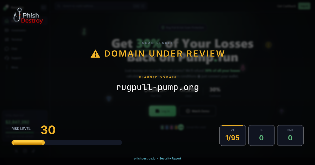 rugpull-pump.org phishing report — threat analysis by PhishDestroy