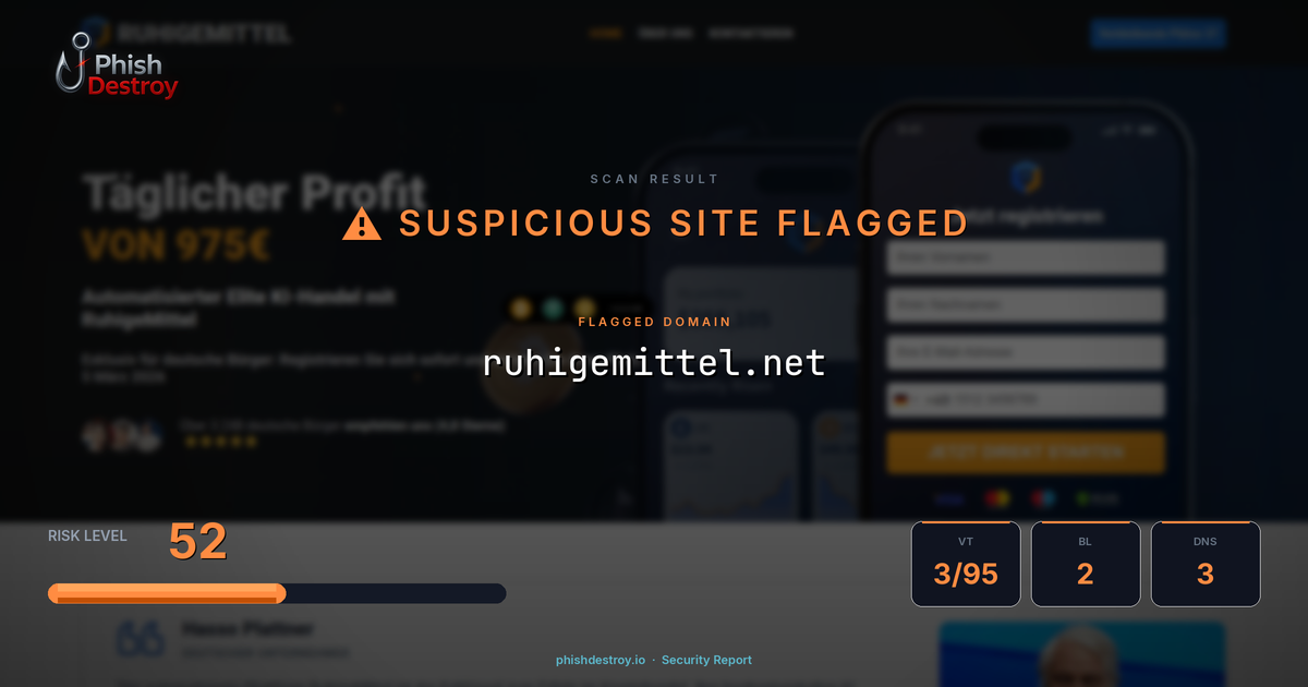 ruhigemittel.net phishing report — threat analysis by PhishDestroy