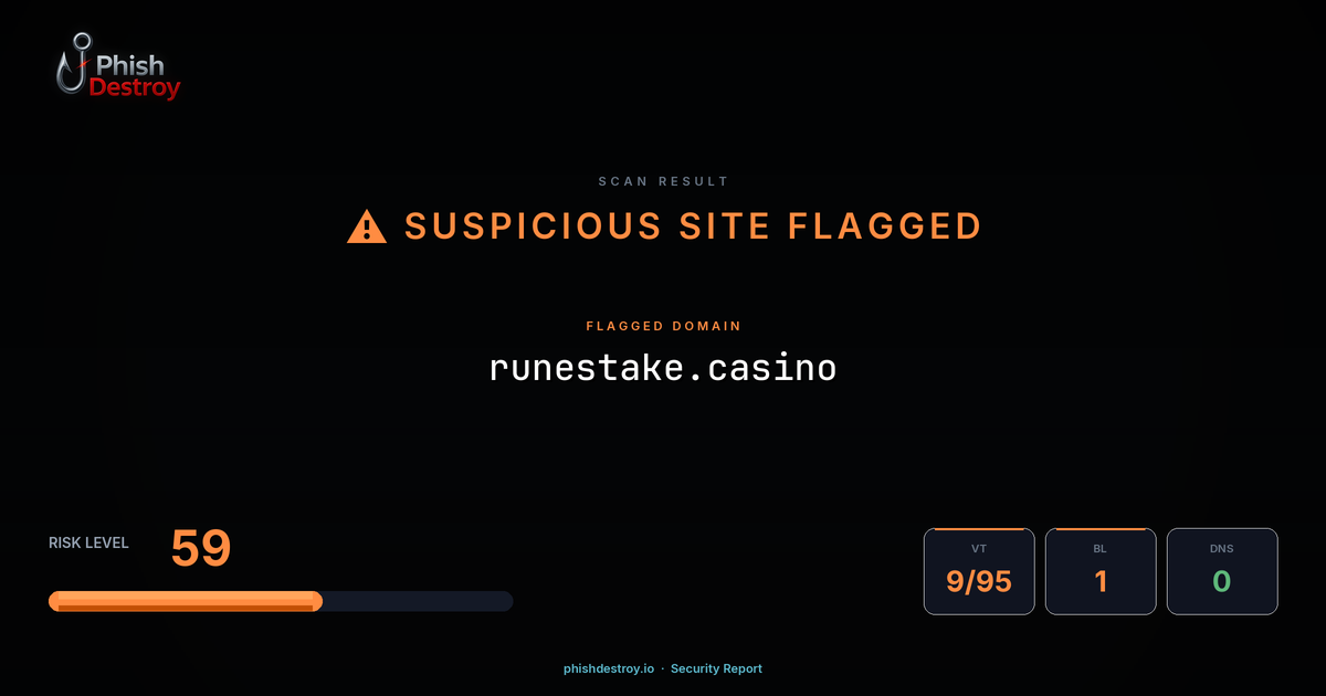 runestake.casino phishing report — threat analysis by PhishDestroy