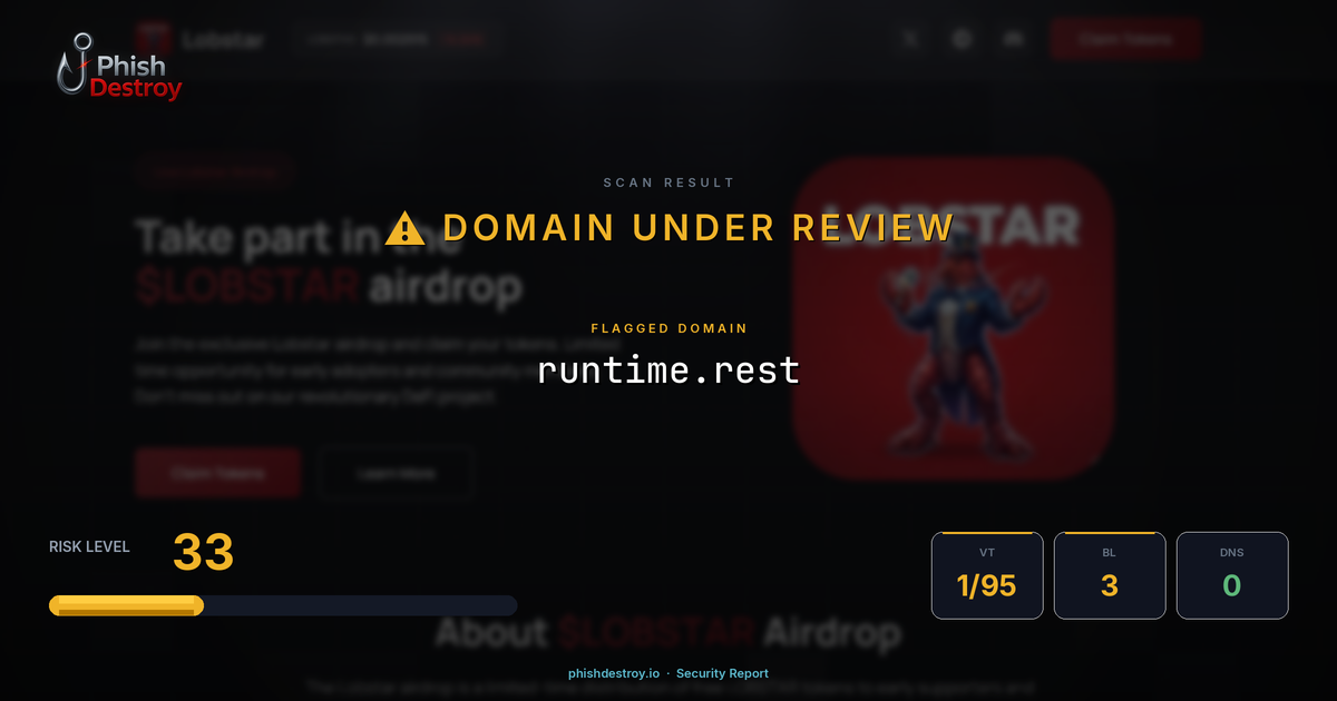 runtime.rest phishing report — threat analysis by PhishDestroy
