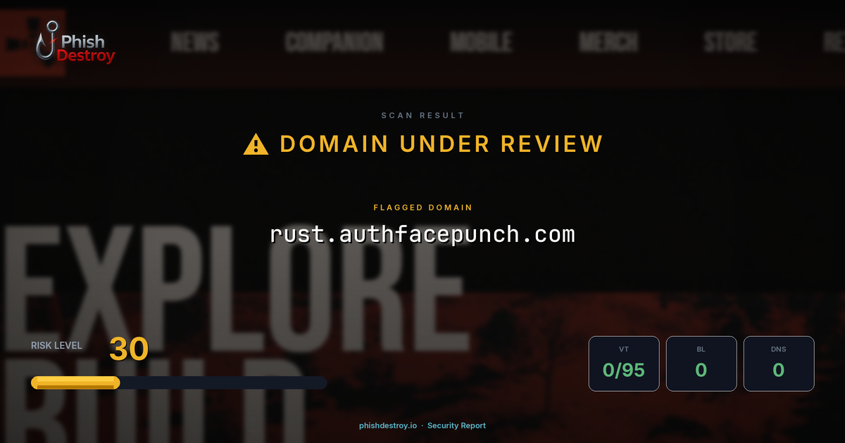 rust.authfacepunch.com phishing report — threat analysis by PhishDestroy