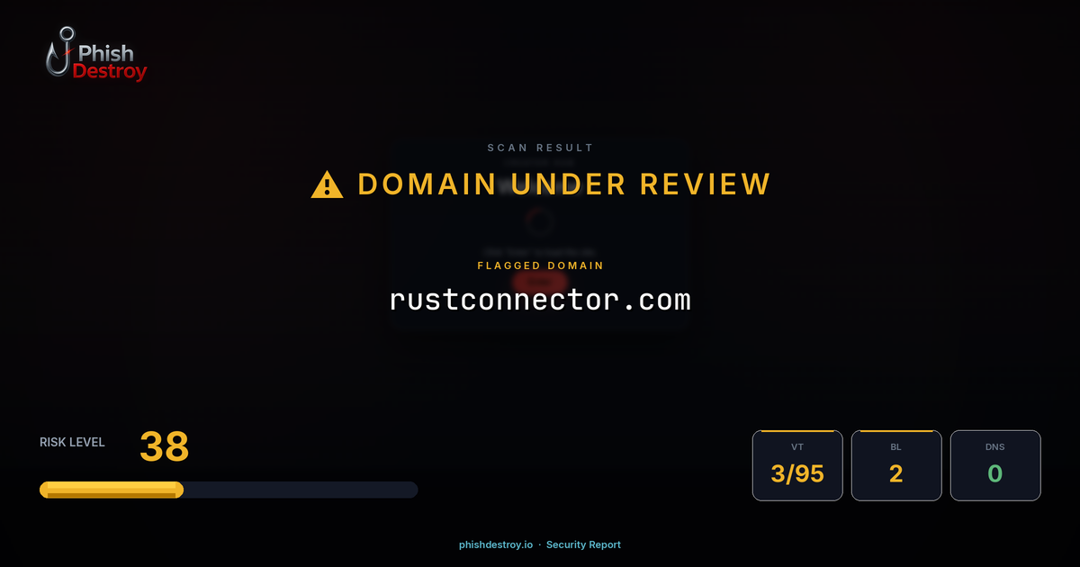 rustconnector.com phishing report — threat analysis by PhishDestroy