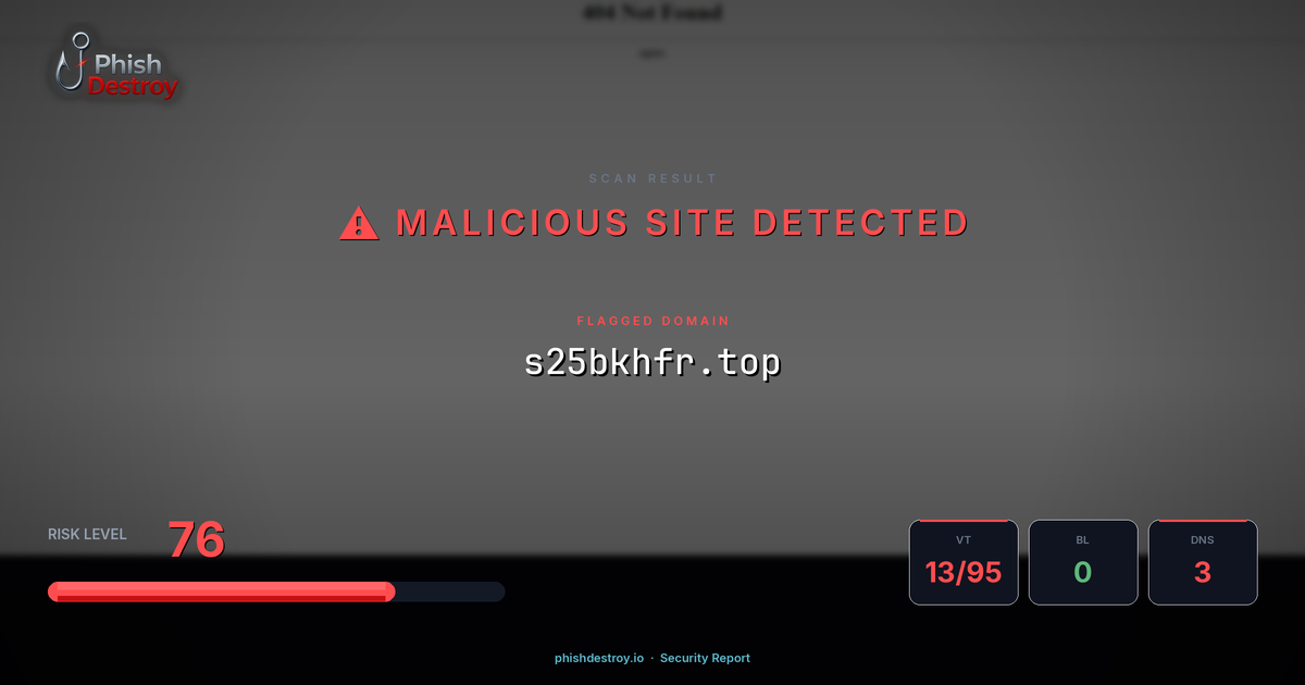 s25bkhfr.top phishing report — threat analysis by PhishDestroy