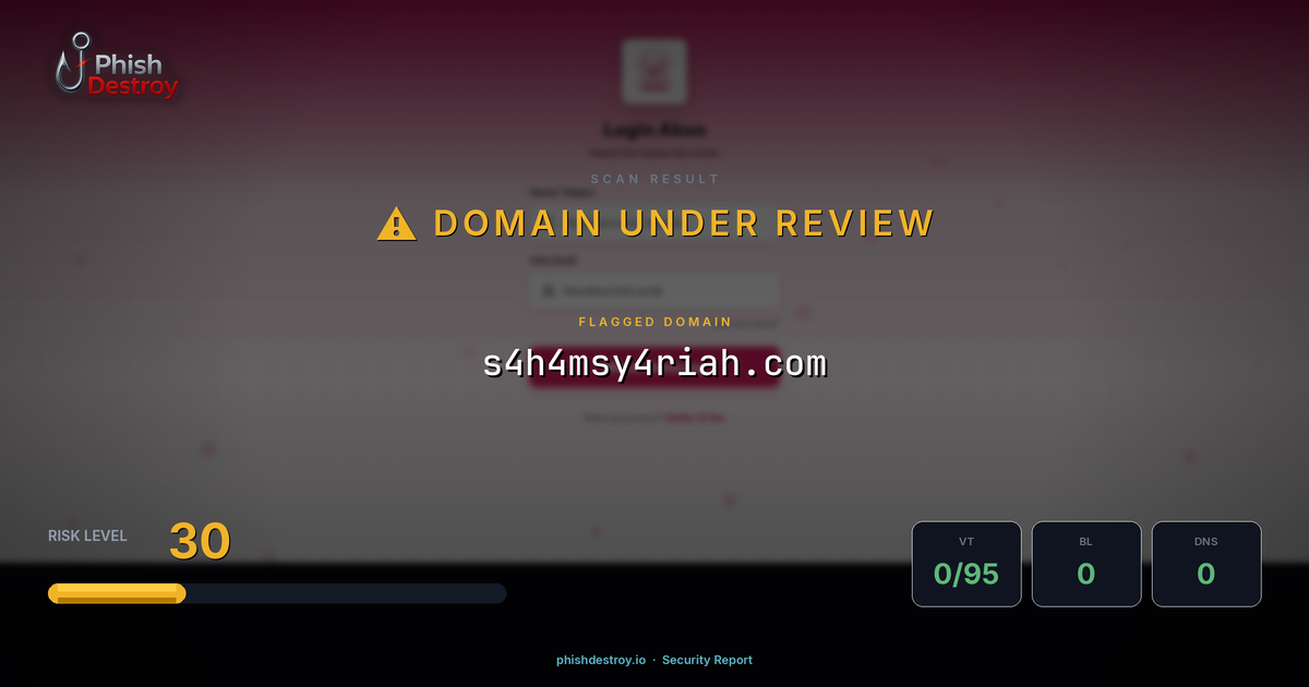 s4h4msy4riah.com phishing report — threat analysis by PhishDestroy