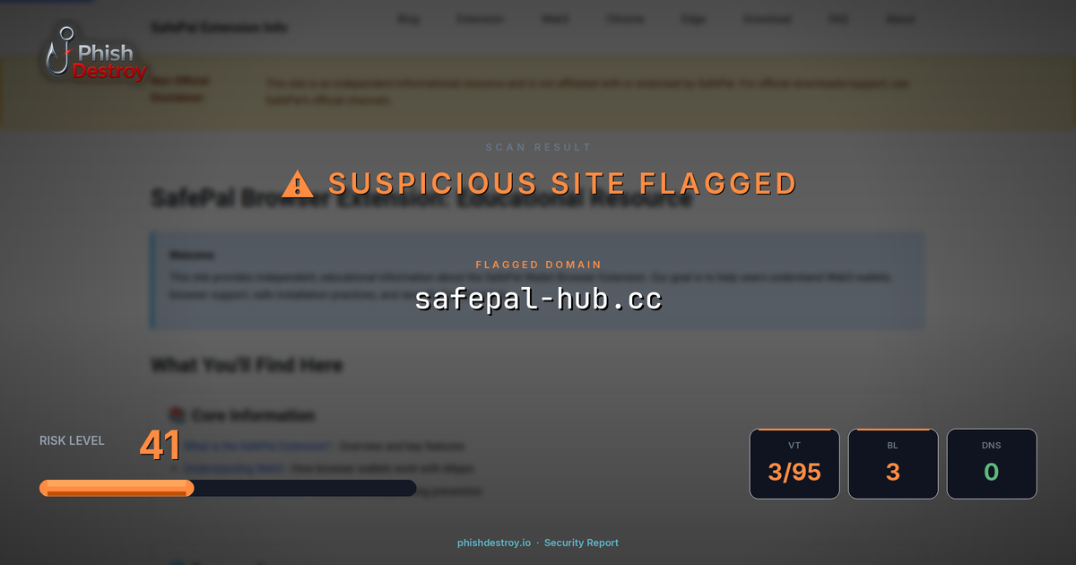 safepal-hub.cc phishing report — threat analysis by PhishDestroy