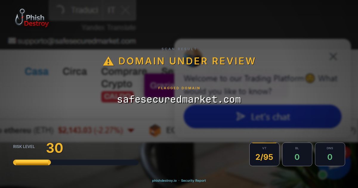 safesecuredmarket.com phishing report — threat analysis by PhishDestroy