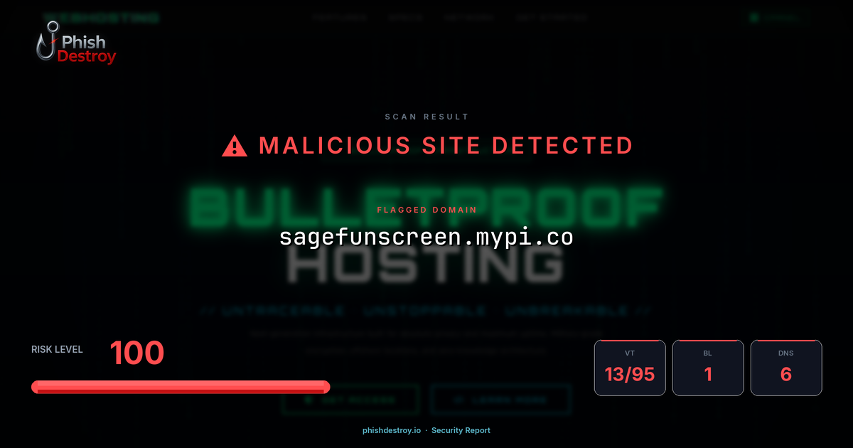 sagefunscreen.mypi.co phishing report — threat analysis by PhishDestroy