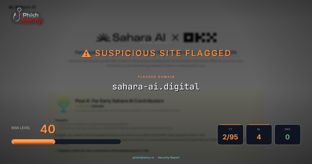 sahara-ai.digital phishing report — threat analysis by PhishDestroy