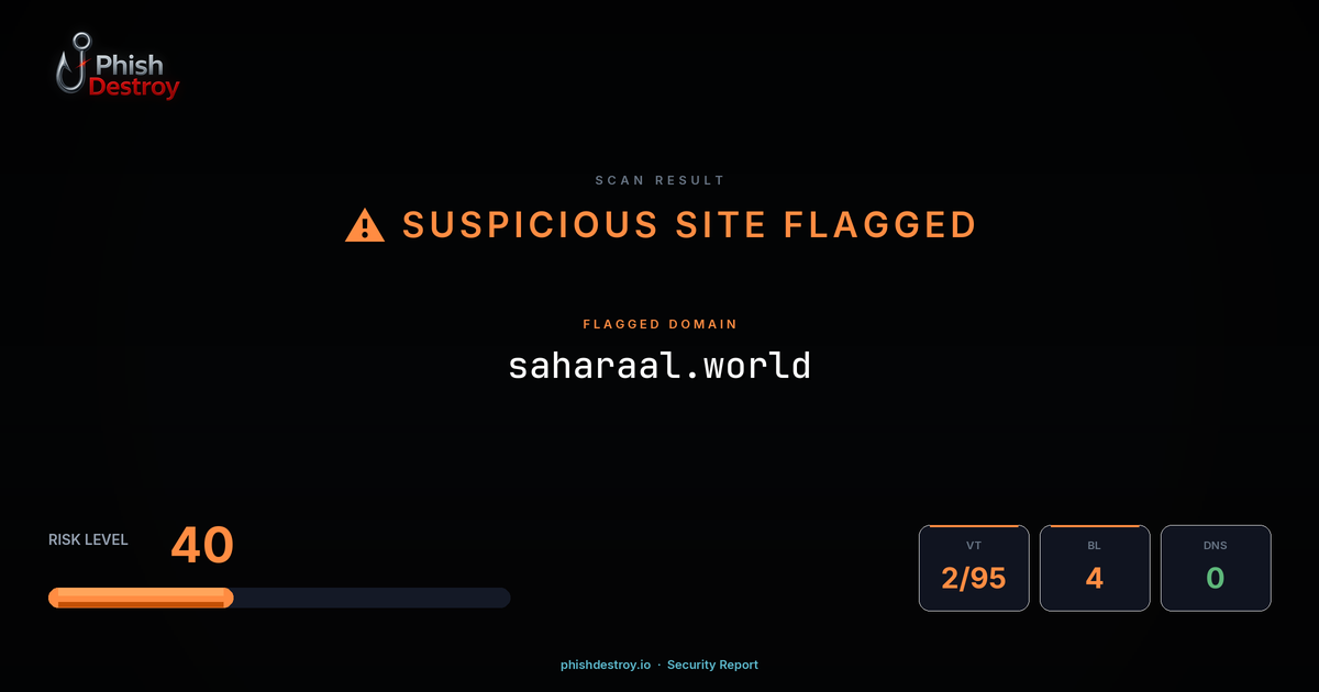 saharaal.world phishing report — threat analysis by PhishDestroy