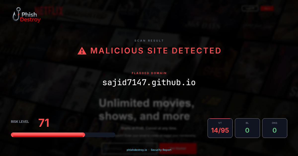 sajid7147.github.io phishing report — threat analysis by PhishDestroy