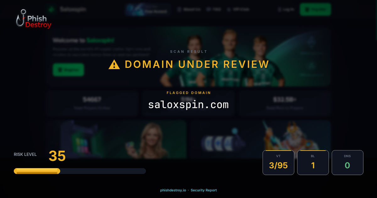 saloxspin.com phishing report — threat analysis by PhishDestroy