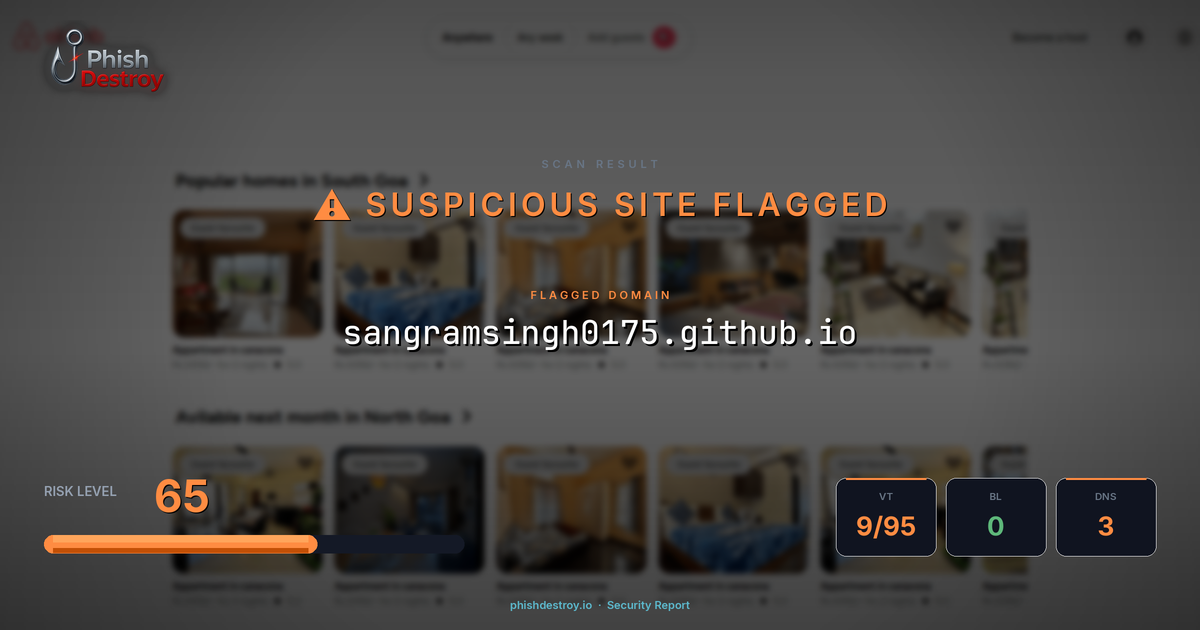 sangramsingh0175.github.io phishing report — threat analysis by PhishDestroy