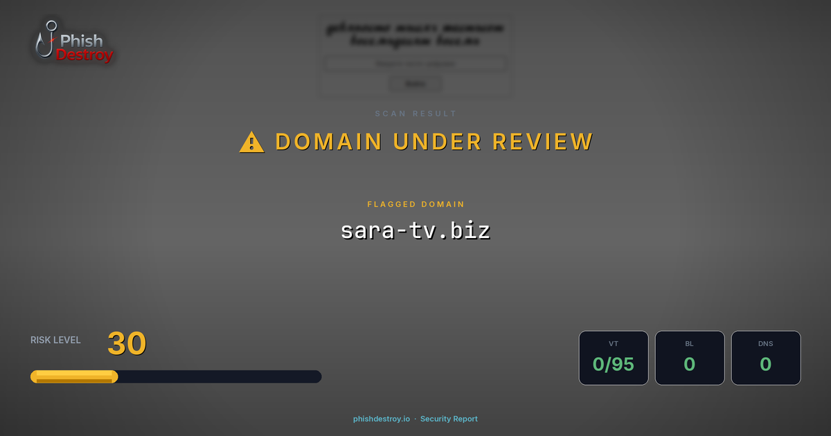sara-tv.biz phishing report — threat analysis by PhishDestroy