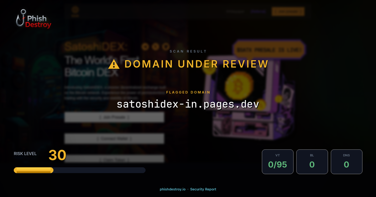 satoshidex-in.pages.dev phishing report — threat analysis by PhishDestroy