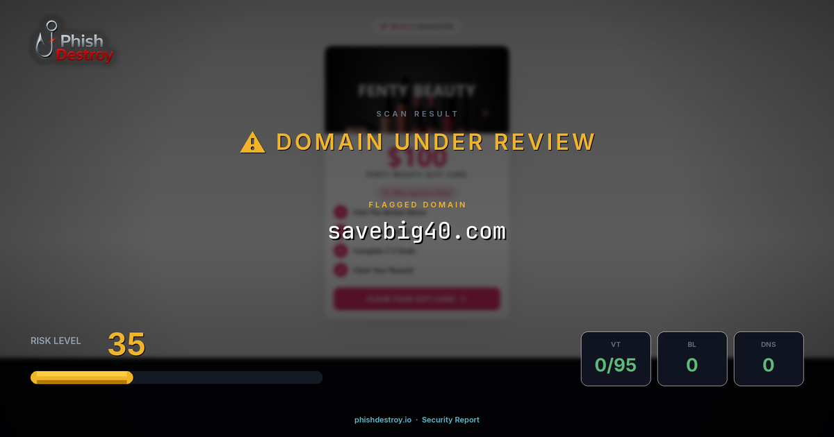 savebig40.com phishing report — threat analysis by PhishDestroy