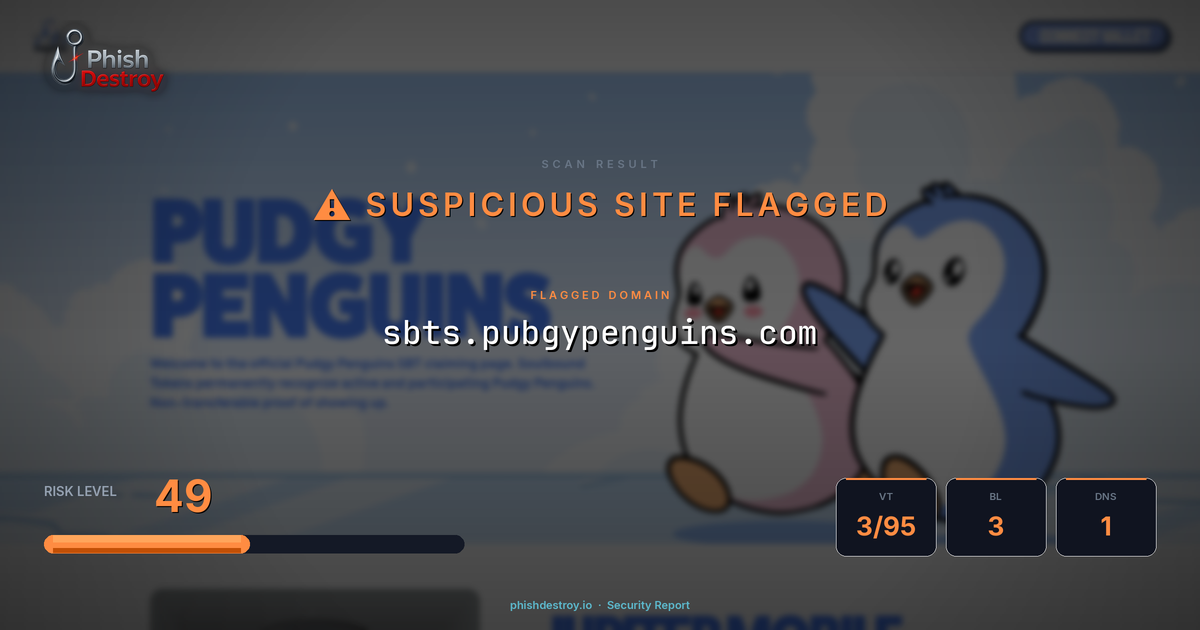 sbts.pubgypenguins.com phishing report — threat analysis by PhishDestroy