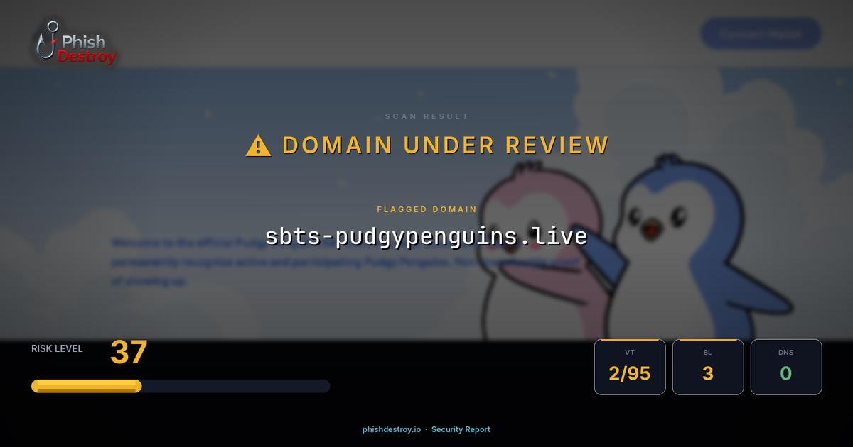 sbts-pudgypenguins.live phishing report — threat analysis by PhishDestroy
