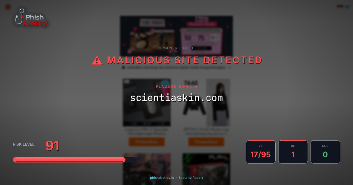 scientiaskin.com phishing report — threat analysis by PhishDestroy
